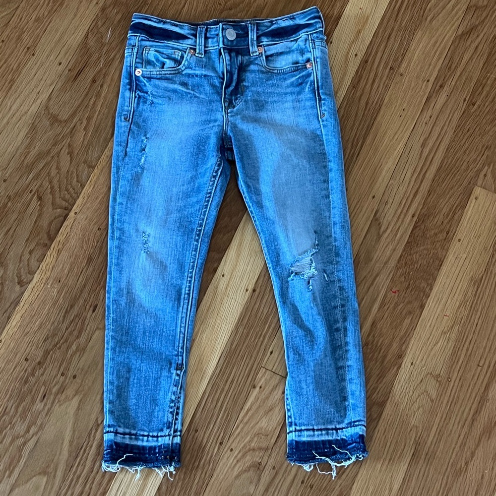 Girls high rise jegging stretch ankle jeans.